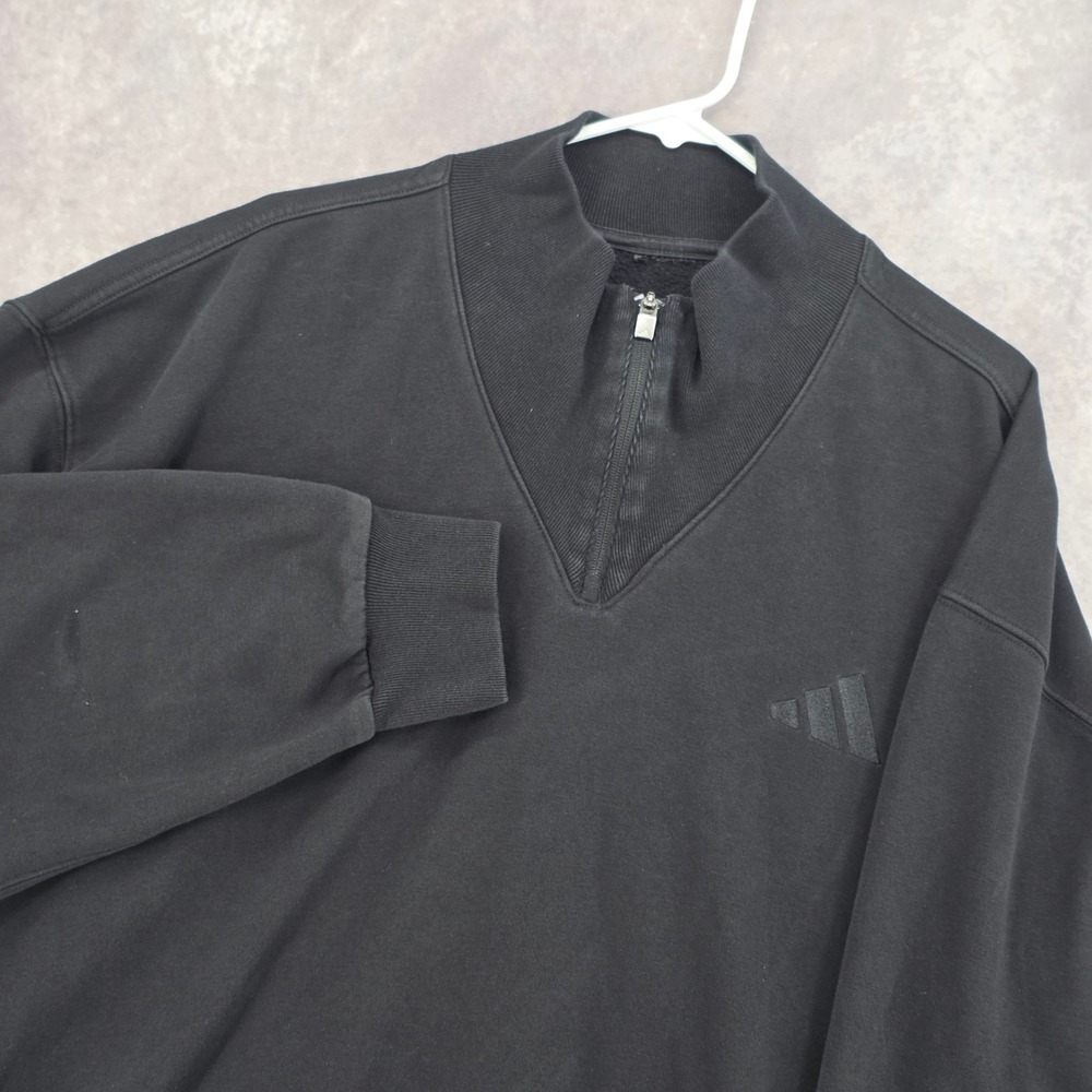 Adidas ALL SZN Quarter Zip Sweatshirt Mens 2XL Black Fleece Pullover Mock Neck